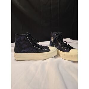 Converse Chuck Taylor Shoe All Star High tops Black Purple flower lace pattern